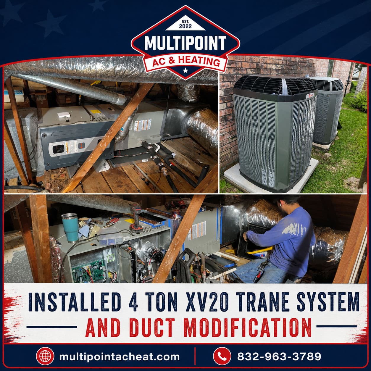 4 Ton Trane XV20 Install with Duct Modifications in Houston image