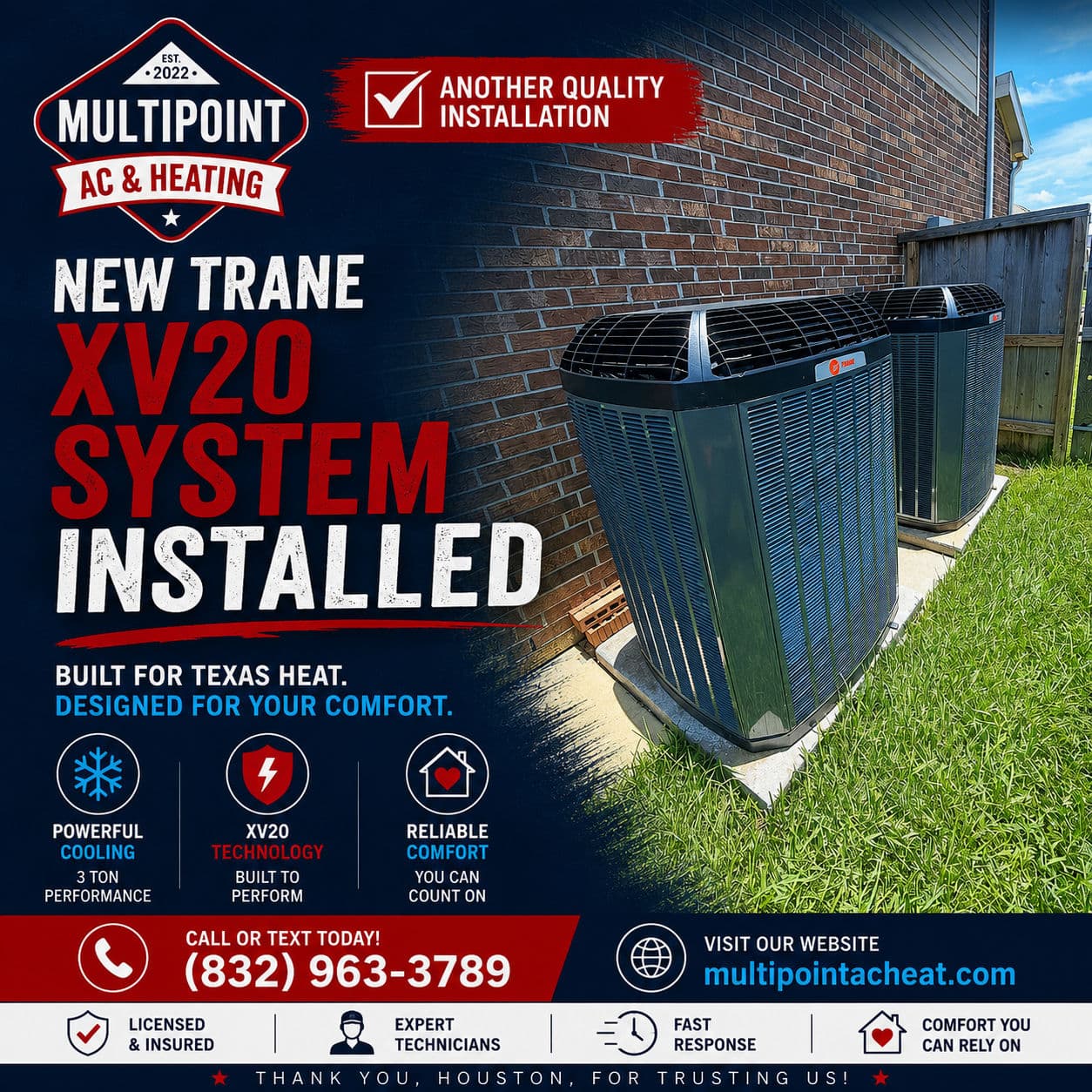 Project New Trane XV20 System Install in Houston image