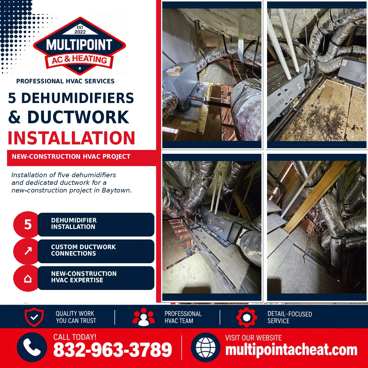 5 Dehumidifiers and Ductwork Installed in Baytown New Construction image