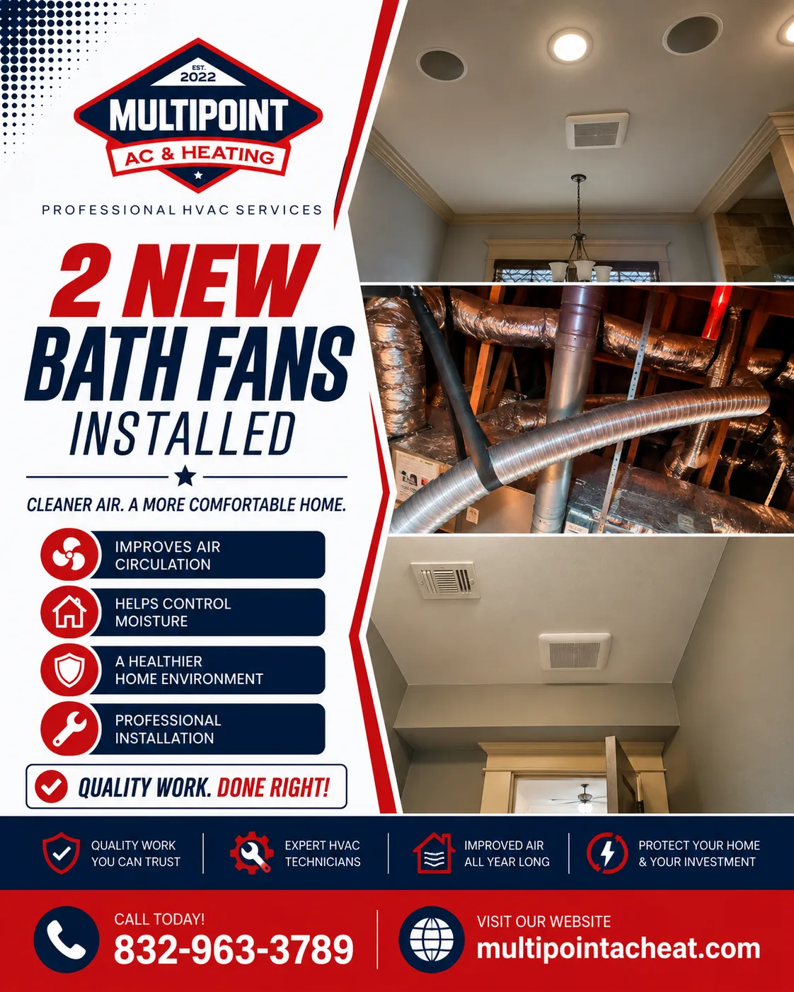 2 Bath Fans Installed for Better Ventilation in Houston image