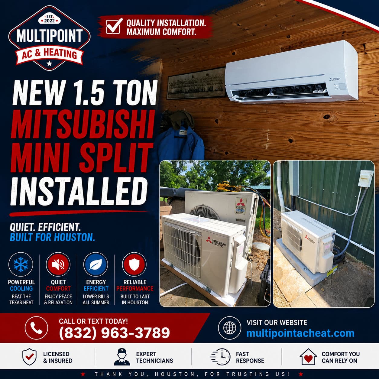 New Mitsubishi Mini Split Installation in Houston image