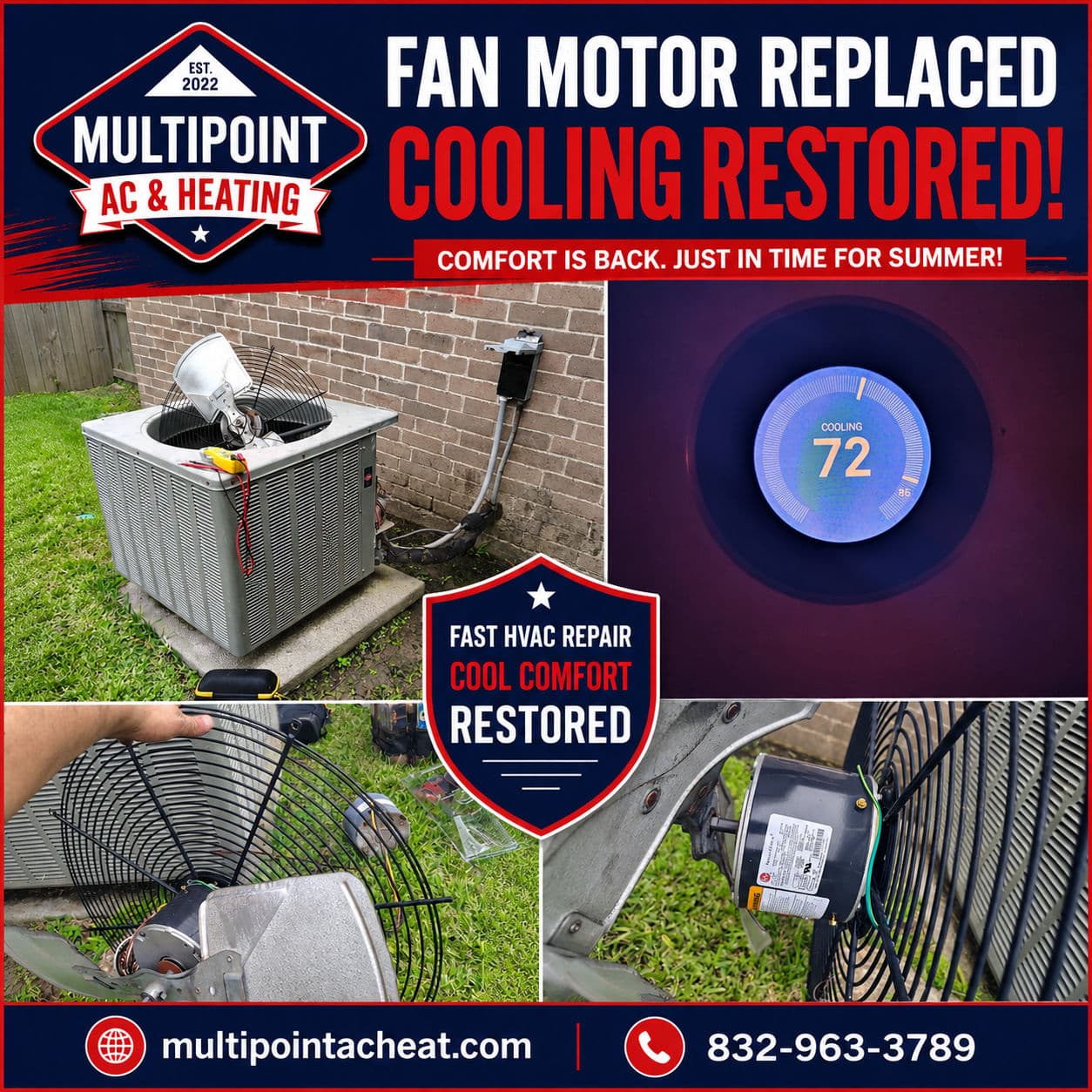 Houston AC Fan Motor Replacement Gets Home Cooling Again image