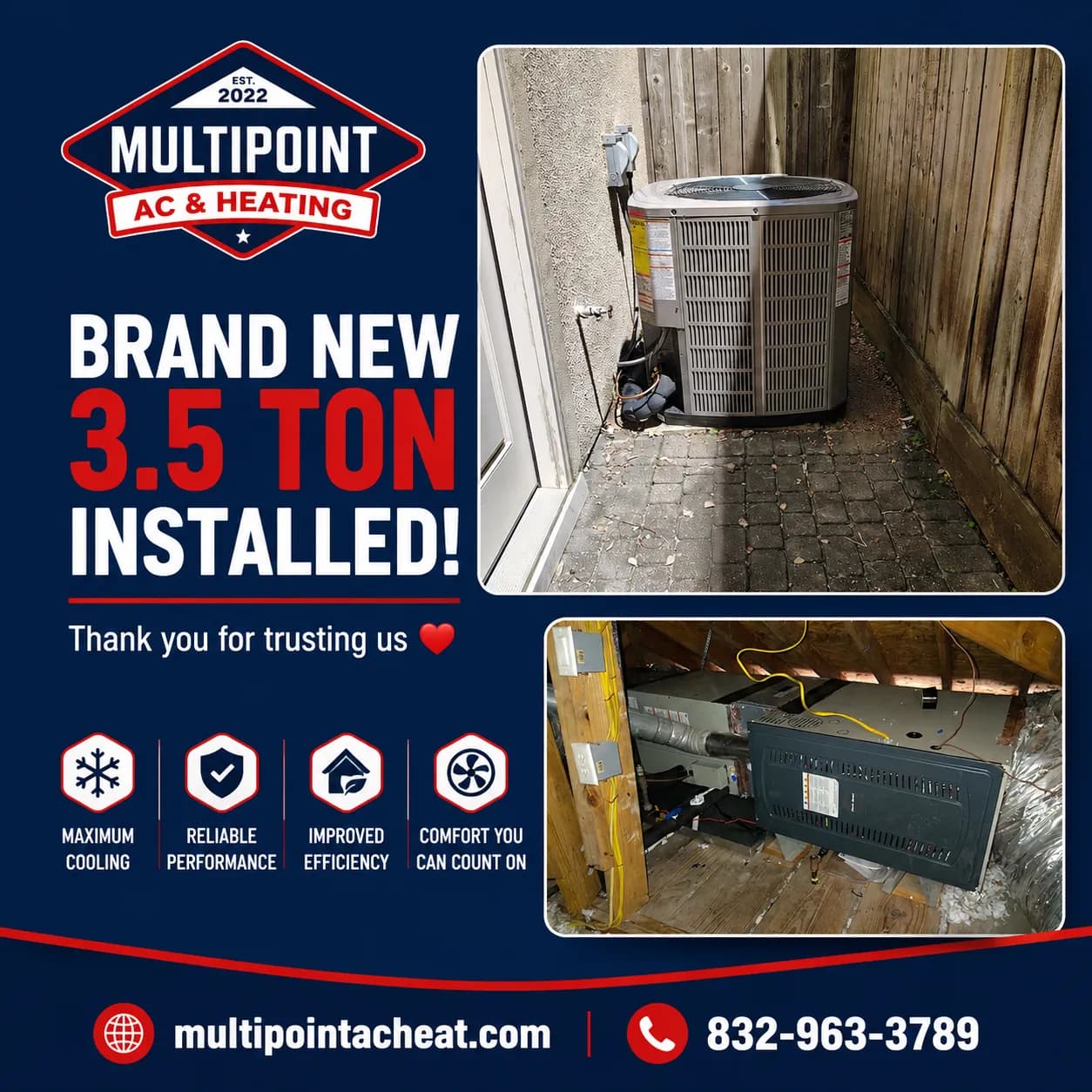 Brand New 3.5 Ton AC System Installed in Houston image